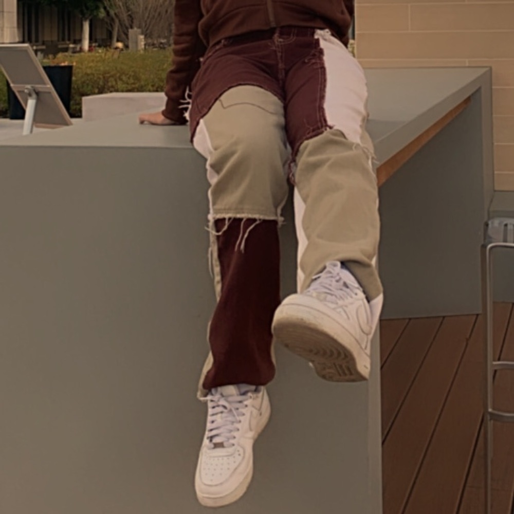 Brown Patchwork Jeans - image 1